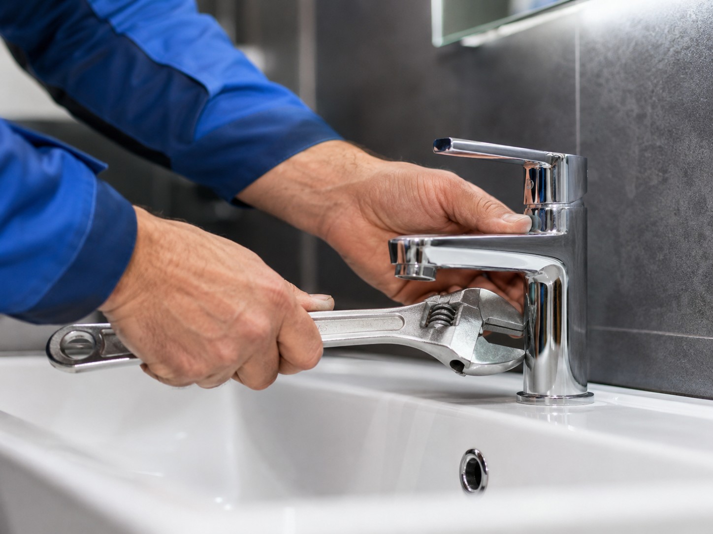 Representative close-up image of plumbing work on a sink faucet